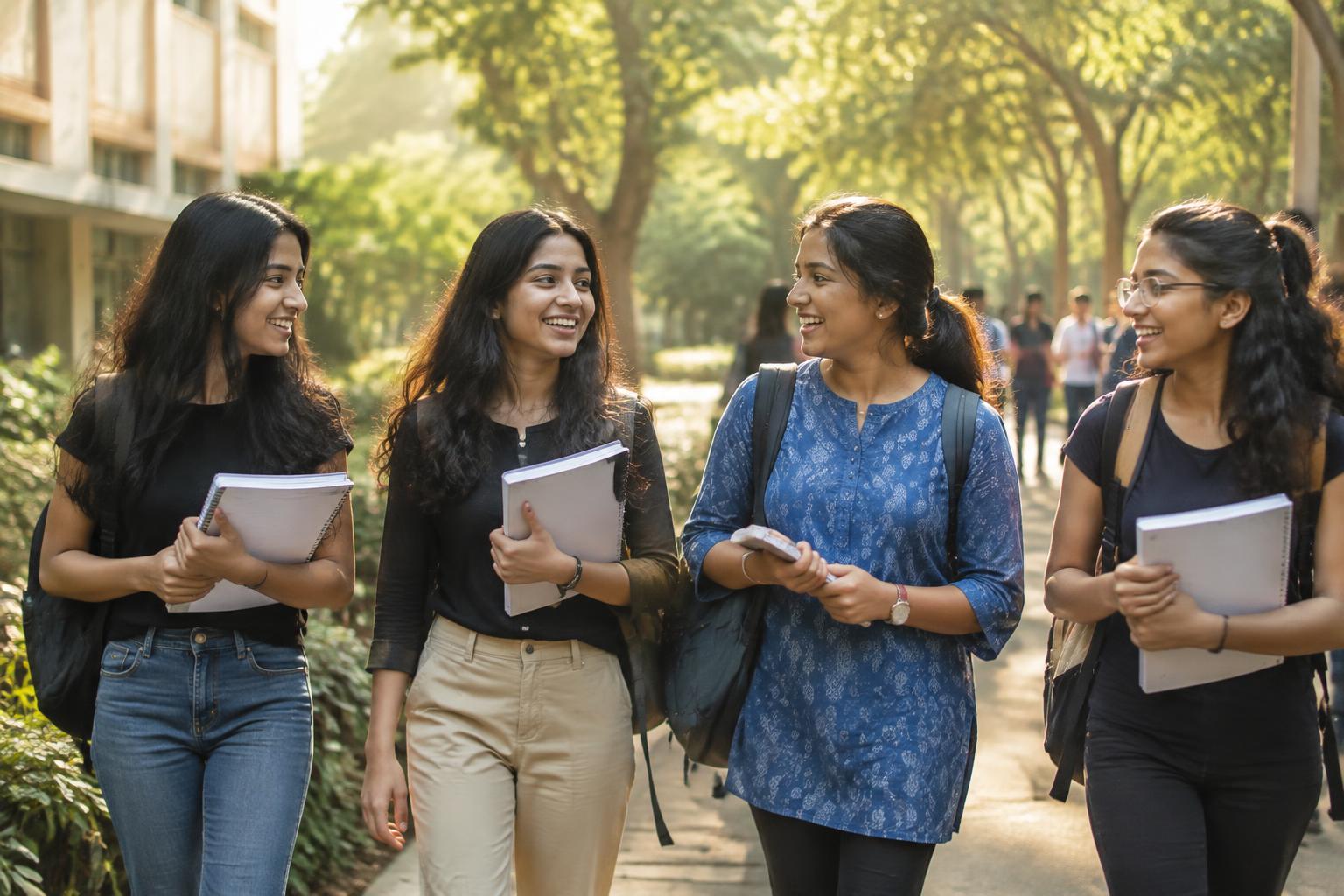 Students spending time together on campus